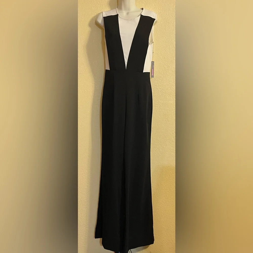 Issue New York Black White Sleeveless Jumpsuit Formal‎ Career Party